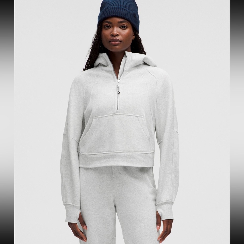 Lululemon Scuba Oversized Half-Zip - Heathered Core Ultra Light Grey - XS/S